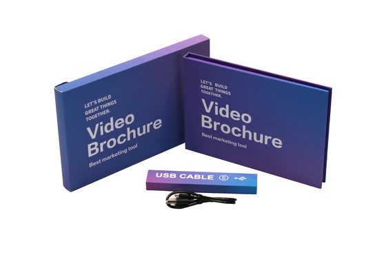 Cartão de folheto de vídeo LCD artificial para empresas com botões personalizáveis e alta capacidade de bateria