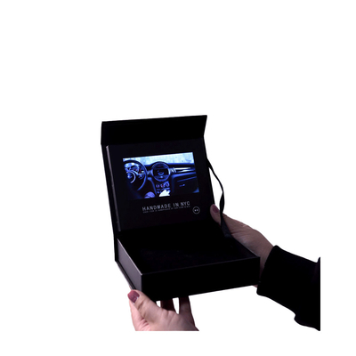 Caixa de presente video preta do LCD de 7 polegadas para a impressão UV da memória do anel 4GB da joia