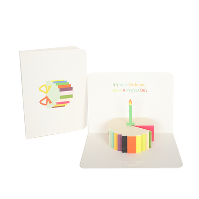 O cartão do feliz aniversario 3D de CMYK, laser cortou certificados do FCC do OEM dos cartões do PNF acima