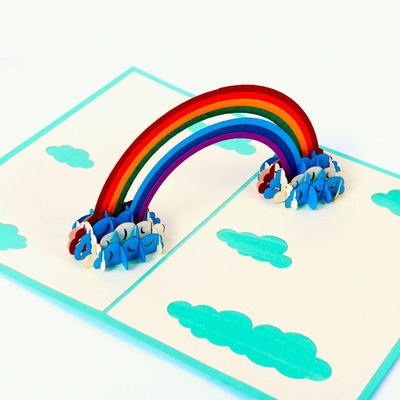 O PNF do arco-íris do ODM do OEM carda acima DIY, tamanho do cartão A5 do feliz aniversario 3D